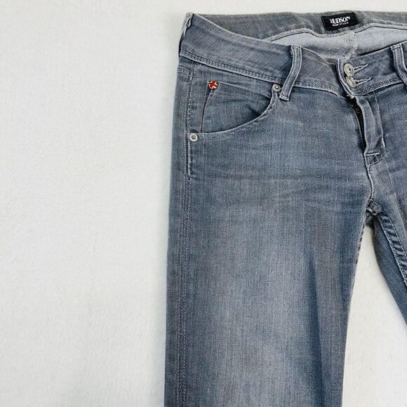 Hudson Skinny Jeans 25 Collin Rear Flap Gray Acid Wash Low Rise Button Fly - Picture 5 of 16